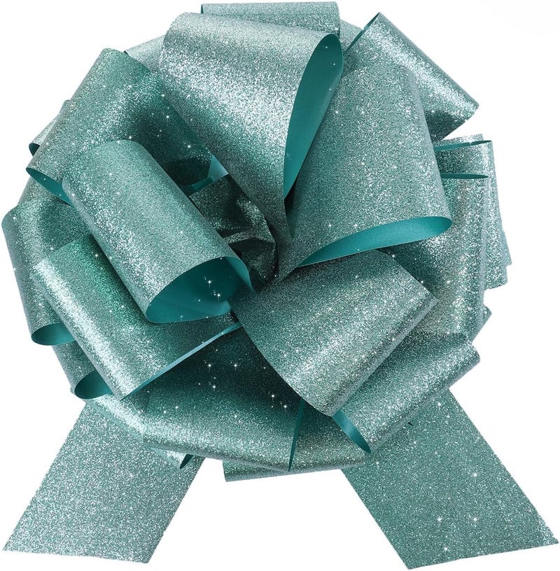 HCHENBOW 12" Large Pull Bows,2pcs Car Bows for Gift Wrapping, Christmas Party Birthday Gift Wedding Ribbon Bows for Bikes, Boxes or Flower Decorations, Valentine's Day Gift Decorations (Green) - Image 1